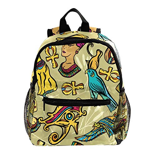 Mochila para niños con mochila para niños y niñas para niños y niñas en el jardín de infancia y escuela primaria día de panda blanca Arte Antiguo Egipto Verde 25.4x10x30 CM/10x4x12 in