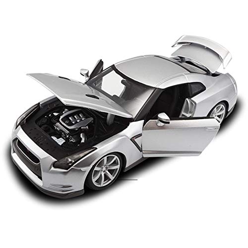 Modelo Coche 1/18 2009 para Nissan For GT-R R35 Alloy Retro Car Modelo para el Modelo Classic Car Collection Collection Regalo para Niños Regalo (Color: Blanco) Peng (Color : Silver)