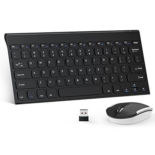 MoKo Ultra Slim 2.4G Teclado + Ratón, Teclado Inalámbrico Universal Portátil y Mouse Set, para Laptop/Desktop/PC, Teclado de Versión Americana - Negro