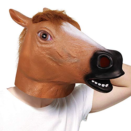 molezu Látex máscaras Marrón Caballo Cabeza Animal para Super Creepy Halloween Fiesta Disfraz Adulto