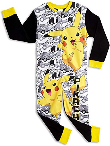 Mono de Pokemon para niños | Mono infantil con personaje de Pokemon | Mono PJ todo en uno con Pikachu y bolas de poke | Pikachu Piesie Pikachu | Regalo para niños de 3 a 12 años Gris gris 13-14 Años