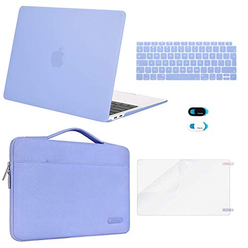 MOSISO Funda Dura Compatible con 2020-2018 MacBook Air 13 A2337 M1 A2179 A1932, Plástico Carcasa Rígida&Funda Protectora&Protector de Pantalla&Piel de Teclado&Cubierta de Webcam, Serenidad Azul