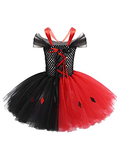 MSemis Disfraz Payaso para Niñas Cosplay Escuadrón Suicida Vestido Payaso Tutú con Máscara de Gatos Disfraces Infantiles Halloween Navidad Traje Dangerous Girls Negro y Rojo 2-3 Años