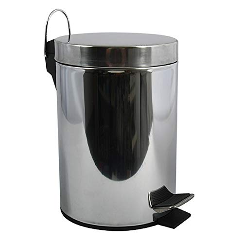 MSV Cubo DE Basura DE Acero Inoxidable 5 L, Cromado, 33 cm