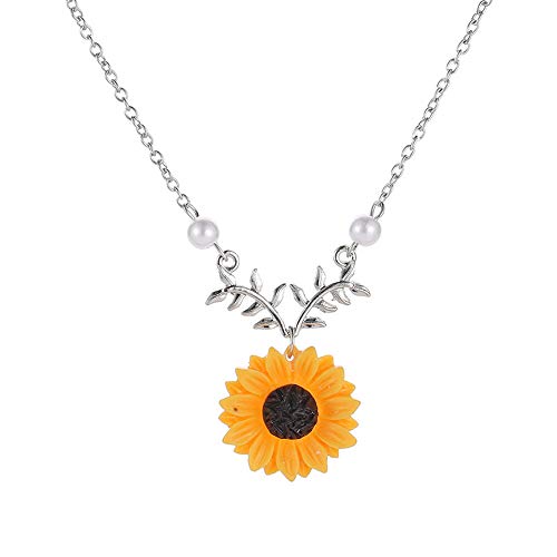 Mujer Collares Moda Flor Del Sol Perla Largo Elegante De Lujo Día De San Valentín Moda Sencillez Clavícula Collar Pareja Amigo Gargantilla De Joyería De La Cadena De Clavícula