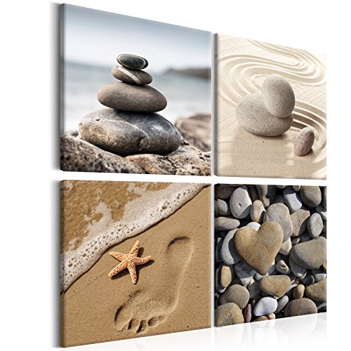 murando - Cuadro en Lienzo Piedra 40x40 cm - Impresión de 4 Piezas Material Tejido no Tejido Impresión Artística Imagen Gráfica Decoracion de Pared – SPA Mar b-B-0235-b-i