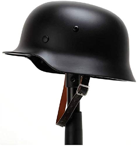 N / A Casco de Combate táctico de Acero de Alta Resistencia M35 alemán de la Segunda Guerra Mundial con Forro de Cuero y Correa para la Barbilla.