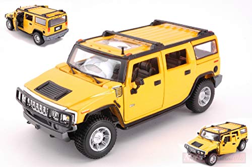 NEW MAISTO MI31231 Hummer H2 SUV 2003 Yellow 1:27 MODELLINO Die Cast Model