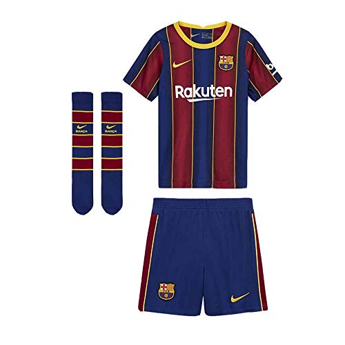 NIKE FC Barcelona Temporada 2020/21-FCB LK NK BRT HMCD4590-456 Kit Completo Primera Equipación, Niño, Deep Royal Blue/Varsity Maize Full Sponsor, S