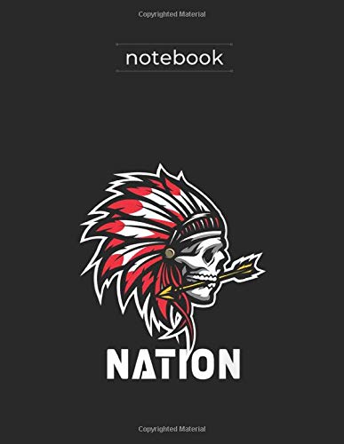 Notebook: Kansas City Fan Gift Cool Indian Chief Skull Game Day Gear  Blank Notebook Wide College Rule Line Composition and Planner Journal Marble Large Size 8.5x11 Pages for Kid Men and Women