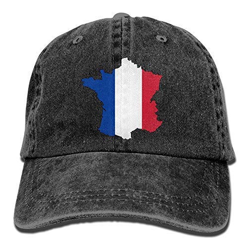 Ocaohuahuaba 2018 Gorra de béisbol de algodón vaquero para adulto con bandera de Francia-1, gorra ajustable