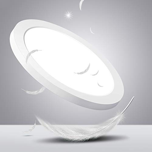 Oeegoo LED 12W lámpara de techo, Moderna LED luz de techo ronda delgada 1.3cm, 960lm LED Plafón para Dormitorio Cocina Sala de estar Comedor Balcón Pasillo Blanco Natural 4000K