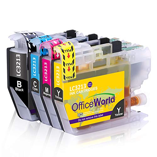 OfficeWorld LC 3213 Reemplazo para Brother LC3213XL Cartuchos de tinta Compatiable con Brother DCP-J772DW J774DW MFC-J890DW J895DW Impresora (1 Negro 1 Cyan 1 Magenta 1 Amarillo)