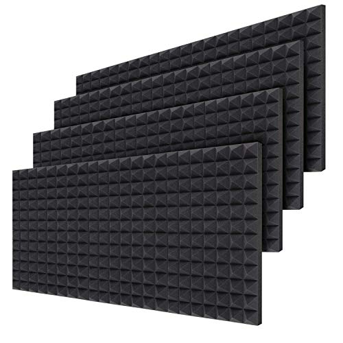 Ohuhu Insonorización Pirámide Espuma Absorción Aislamiento Acústica Paneles, Espuma acústica Pack de 24 planchas de alta calidad, Dimensiones 40,5 x 30,5 x 5 cm