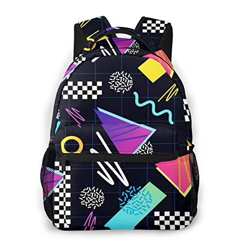 OMQFEW Mochilas Portatil 14 Pulgadas, Resistente al Agua Casual Mochila, Multifuncional Mochila De Gran Capacidad para Hombre Mujer Escolar Trabajo Viajes 1980 90S