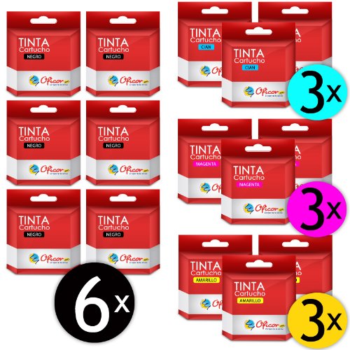 Pack de 15 cartuchos de tinta Oficor LC123 / LC121 genéricos compatibles con impresoras Brother MFC-J4410DW, MFC-J4510DW, MFC-J4610DW, MFC-J4710DW, DCP-J4110DW, DCP-J132W, DCP-J152W, DCP-J552DW, DCP-J752DW, MFC-J650DW, MFC-J470DW, MFC-J870DW LC123VAL LC12