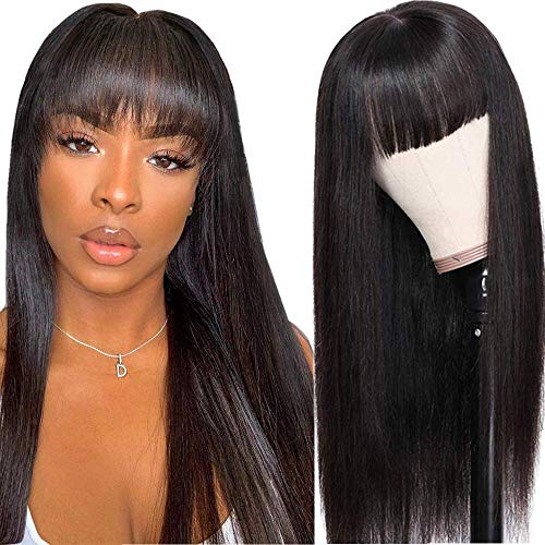 Pelucas humanas pelucas mujer pelo natural humano pelucas largas lisas human hair wigs straight pelucas de pelo humano remy 150% density pelucas con flequillo 20 inch