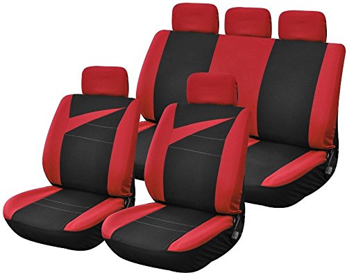 Peraline 1702 Fundas Bolt Universales para Asiento de Coche, Negro/Rojo