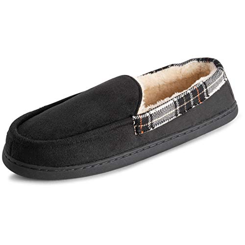 Polar Mujer Espuma De Memoria Tamaño Doble Comodidad Piel Sintética Mocasín Suela De Goma Invierno Felpa Al Aire Libre Acogedora Zapatillas - Negro Ante - UK5-6/EU38-39 - EA0624