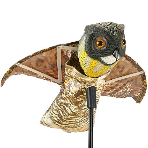 PrimeMatik - Ahuyentador de Aves Tipo Estatua búho con alas Que se mueven con el Viento