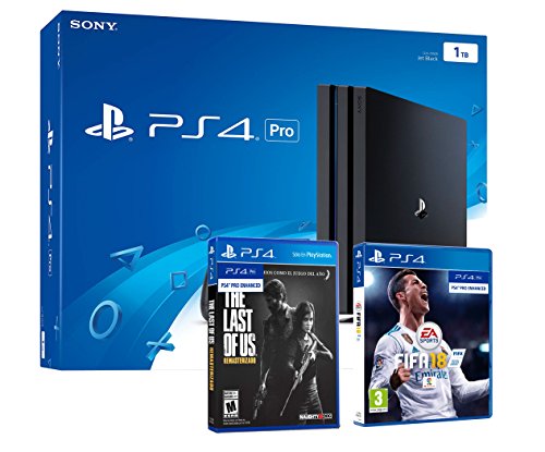 PS4 PRO 1TB Playstation 4 - PACK 2 Juegos 4K - FIFA 18 + The Last Of Us: Remastered