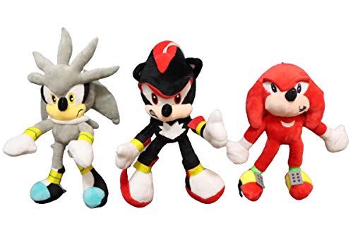 QIANMA Muñeca Sonic 3 uds Nuevo Lindo Juguete Super Sonic Hedgehog Peluches Suaves Shadow The Hedgehog Peluche niños Adultos cumpleaños