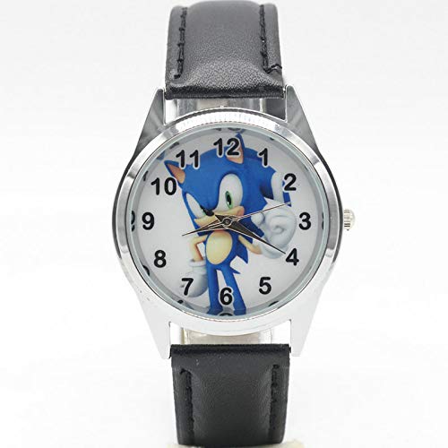 QIANMA Sonic Juguetes Cool Hombres Reloj Moda Reloj De Cuero De Cuarzo Sonic Casual Relojes De Muñeca Relogio Masculino