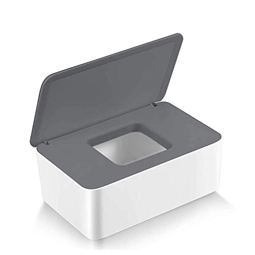 Queta Caja de almacenamiento para toallitas Estuche de plástico para toallitas húmedas para bebés Caja de pañuelos cosméticos Caja de pañuelos para el coche de la oficina en casa (18,5 * 12,2 * 7 cm)