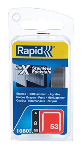 Rapid 40109510 40109510-Grapa 53/8mm. INOX. 1.08M Blíster, Plateado, 8mm, Set de 1080 Piezas