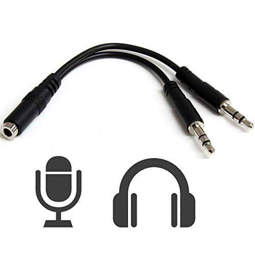 REY Adaptador Unificador Jack Hembra 4 Pines a Doble Macho 3,5mm, UNE Auriculares y Micrófono