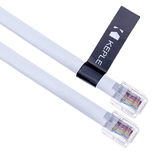 RJ12 a RJ12 Cable 0.5m 6P6C Piso de Extensión Teléfono Enchufe Conector Hombre a Hombre Enrutador/Módem Fijo Centralita Datos Alambre RJ-12 RJ 12 (Blanco)