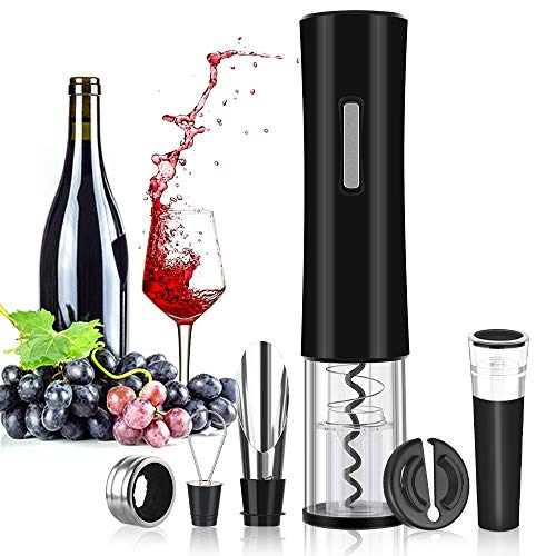 Rovtop 5 en 1 Sacacorchos Eléctrico Abrebotellas eléctrico de Automático de Acero Inoxidable Profesionalpara Vino/Cava Funciona con pilas 4 *AA (No Incluyen)