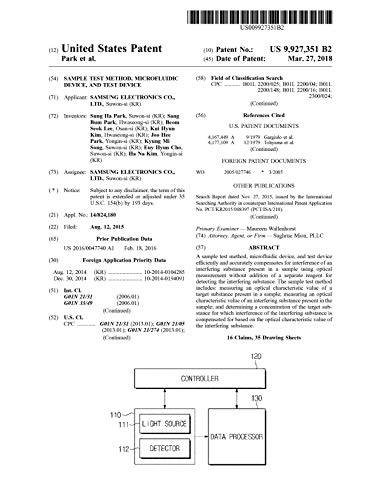 Sample test method, microfluidic device, and test device: United States Patent 9927351 (English Edition)