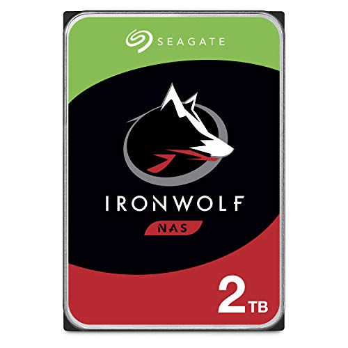 Seagate IronWolf, 2 TB, NAS, Disco duro interno, HDD, CMR 3,5" SATA 6 Gb/s, 5.900 r.p.m., caché de 64 MB para almacenamiento conectado a red RAID, 3 años de Rescue, Paquete Abre-fácil (ST2000VNZ04)