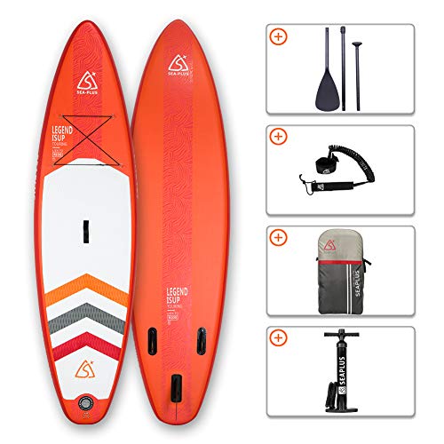 SEAPLUS Tabla de Paddle Surf Hinchable Sup Inflatable Stand up Paddle Board LB-R 10’8”*32”*6” con Inflador/Remo de Aluminio/Mochila/Leash/Fin, Carga hasta 130 Kg