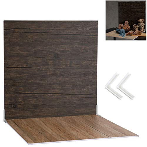 Selens Fondo de Tableros 60x60cm Kit Fotografía Grano de Madera, Vertical de Mesa Plana para Estudio Fotográfico Flat Lay Productos Pequeños Accesorios Alimentos Joyería Cosméticos