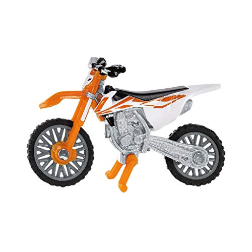 SIKU 1391, Moto KTM SX-F 450, Metal/Plástico, Naranja/Blanco, Soporte plegable