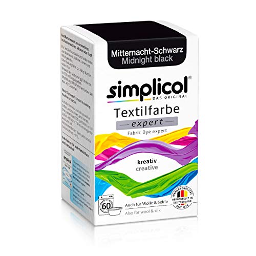 Simplicol Expert Fabric Dye Tinte de Coloración para Textiles: Lavado a Mano o Lavadora - Tiñe y Restaura Sus Telas y Ropa - Medianoche Negro