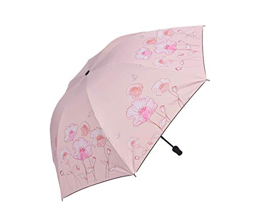 Sombrilla Plegable Sombrilla Plegable Vinilo Sol Y Lluvia Sombrilla De Doble Propósito Protección UV Sombrilla Calor 98cm Raíz de Loto Hibisco