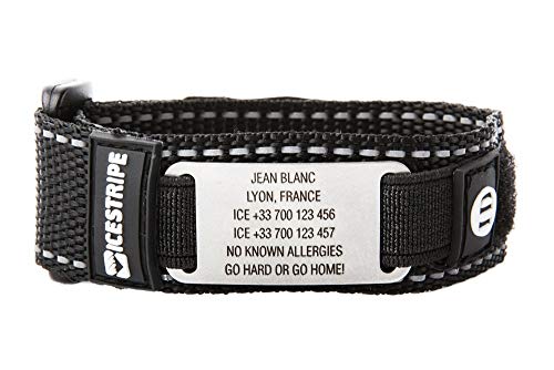 Sport Alerta Médica Personalizable Pulsera Medical de Identificación con Tag Acero Inoxidable Grabado Gratis Joyería Accesorio de Muñeca para Hombres y Mujeres y Diabéticos (Satin Negro, 20)