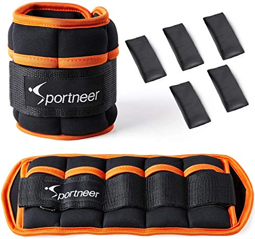 SportneerJuego de 2 Pesas para Tobillo y muñeca (454 g hasta 3,18 kg) / 0,25 kg-1,6 kg por Tobillo, Color Negro y Marrón