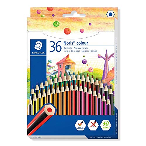 Staedtler Noris 185 CD36 Lápices Ecológicos, Caja Con36 Lápices de Colores Variados