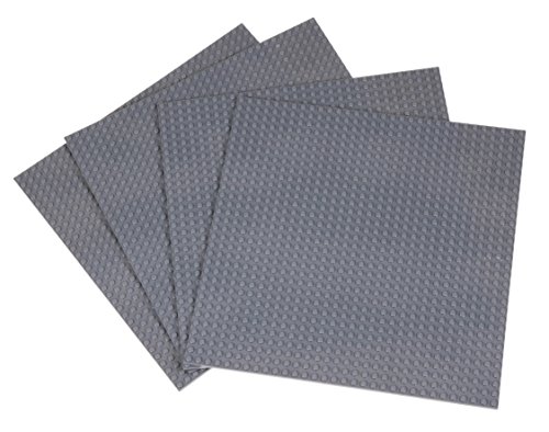 Strictly Briks - 4 Bases clásicas para Construir - para Hacer Torres, mesas y Mucho más - 100 % Compatible con Todas Las Grandes Marcas - 25,4 x 25,4 cm - Gris