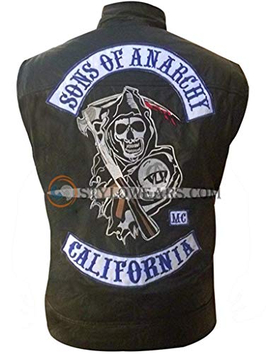 Stylowears SOA Sons of Anarchy - Chaleco de cuero para motocicleta