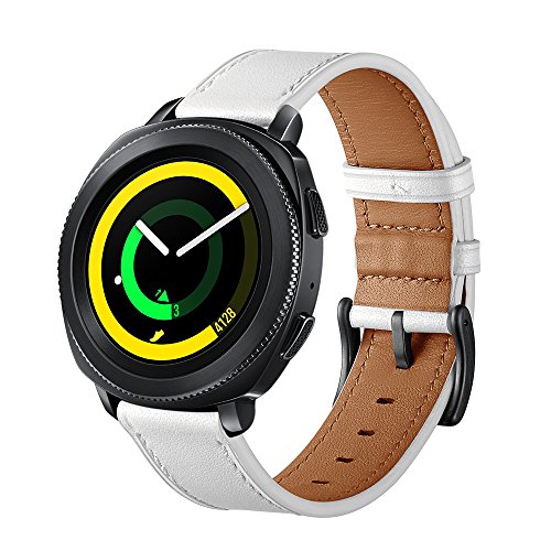 Sundaree Compatible con Galaxy Watch 42mm/Active2/Gear Sport Correa,20MM Genuina Reemplazo Correa Banda Pulsera Repuesto de Reloj para Samsung Galaxy Watch Active2 40mm 44mm/Galaxy Watch 42(S White)