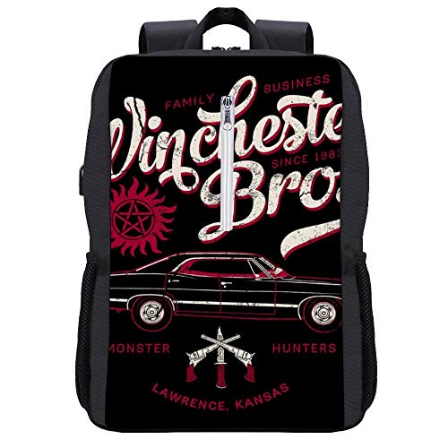 Supernatural Winchester Bros Car Family From 1983 Mochila para portátil con puerto de carga USB