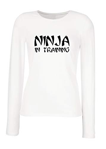 T-Shirt para Las Mujeres Manga Larga Blanca TAM0140 Ninja IN Training