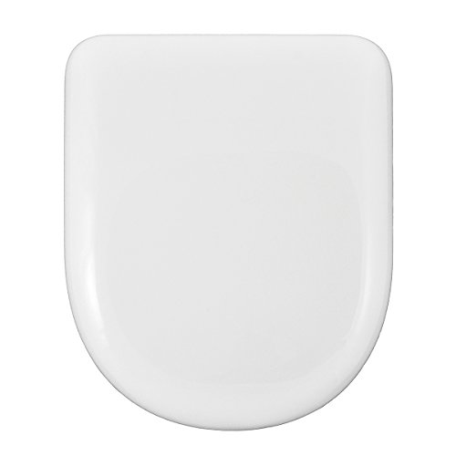 TAPA WC COMPATIBLE | FORMA D-U | ASIENTO INODORO | BISAGRA ACERO INOX AJUSTABLE Y EXTRAÍNLE | FÁCIL INSTALACIÓN Y LIMPIEZA | MUY RESISTENTE | 43 x 36 x 5 cm (Blanco)