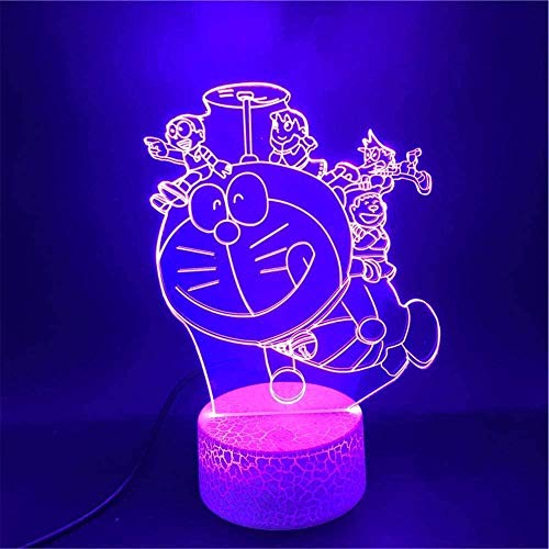 Tatapai Lámpara de ilusión LED 3D, luz nocturna, 16 colores, regulable, con control táctil con control remoto para niños y niñas, regalos de Navidad, decoración de dormitorio, Harry Potter A-Doraemon