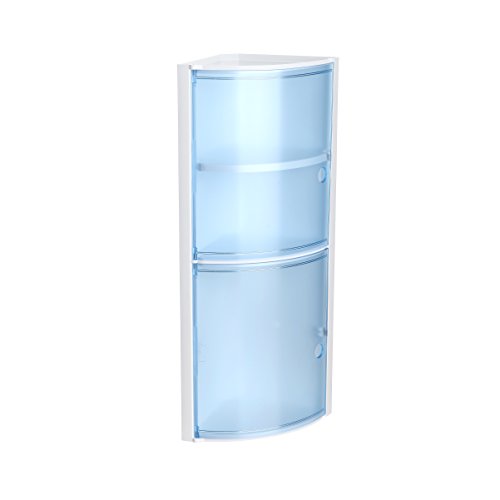 Tatay Armario plástico rinconero, Color Blanco y 2 Puertas sin pomos en Color Azul translúcido, y Estante Interior removible. Medidas 20x20x62,5 cm.